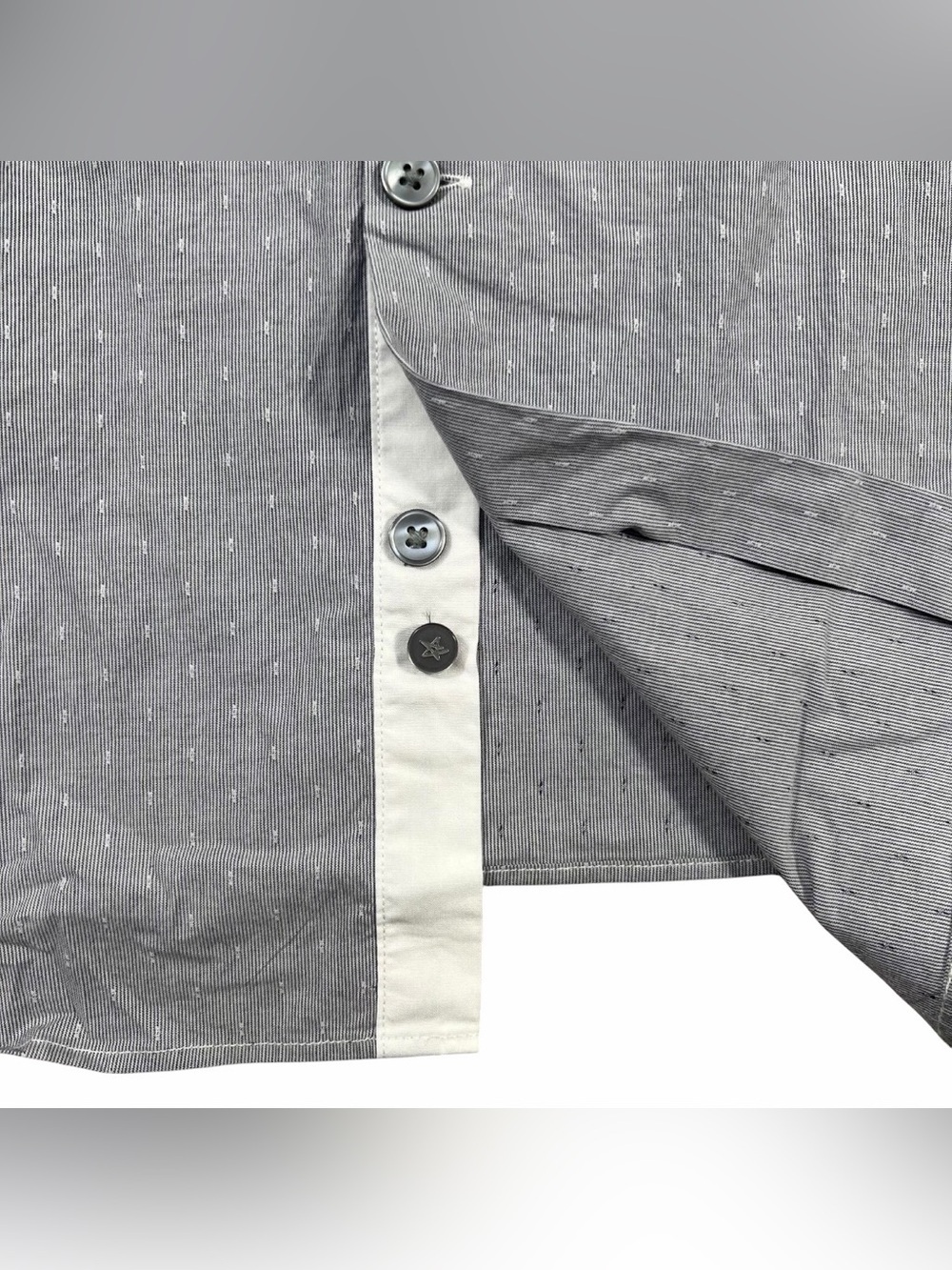 John Varvatos U.S.A. Slim Fit Star Button Dobby Stripe Dress Shirt Mens 17 34/35 - Picture 6 of 13